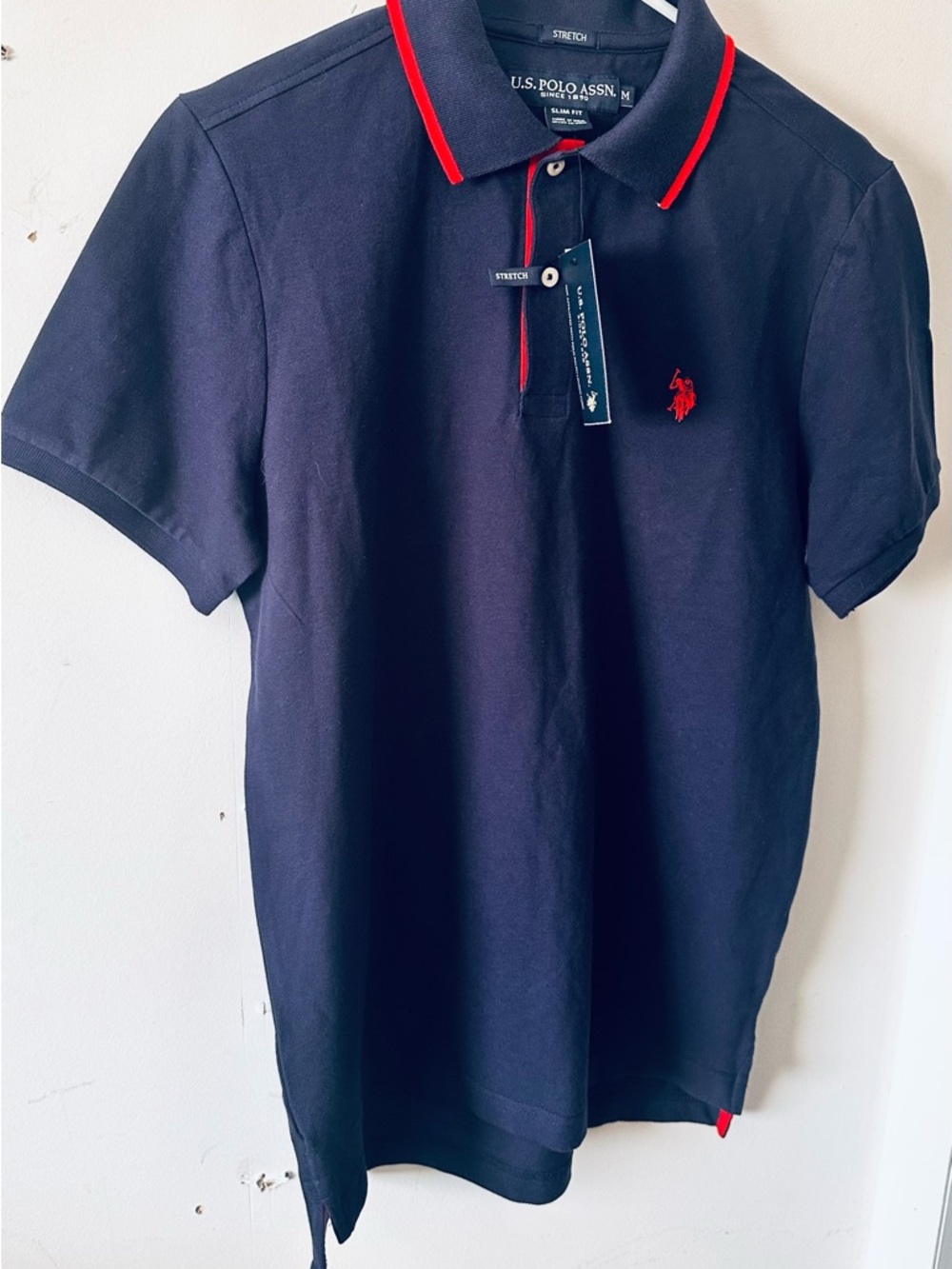 U.S. Polo Assn. Men’s Navy Polo with Red Contrast Trim